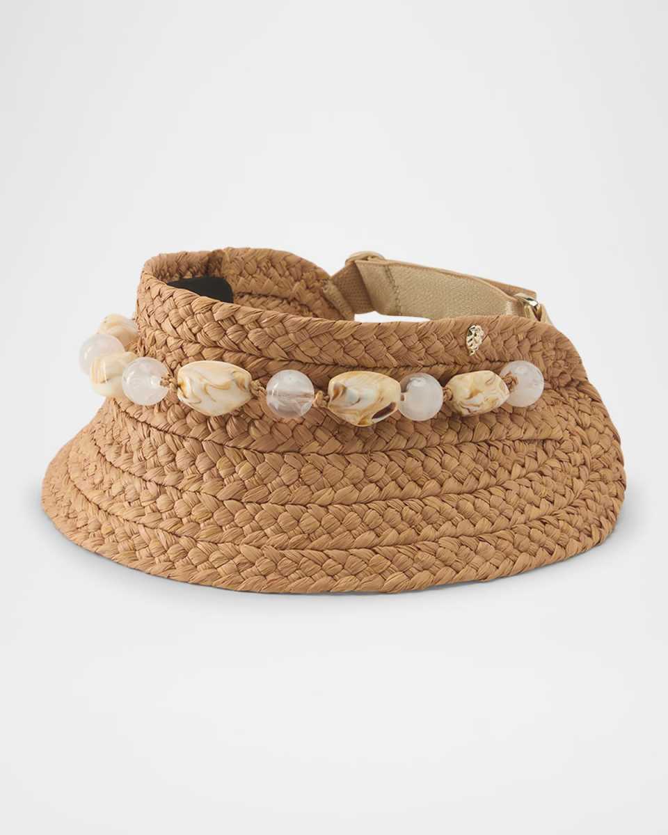 Nyla Packable Pebble Braided Raffia Visor